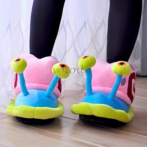 UKKO Slippers Winter Cartoon Women Cute Snail Home Plush Shoes Indoor Cozy Flat Slides Furry Warm Cotton Slipper Girl-Light Blue thumbnail 4