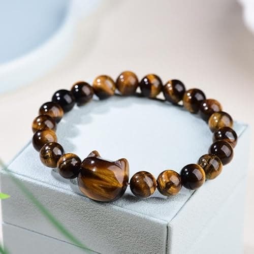Money Attraction Cat Bracelet - Black Obsidian Women Bracelets -Wealth Prosperity Abundance Stone Bead Bracelet, Entrepreneur Business Luck Beaded Bracelets,Spiritual Mood Energy Cute Protection Stretch Bracelet,Health Good Luck Feng Shui Bracelets For Women Gifts For Women thumbnail 6