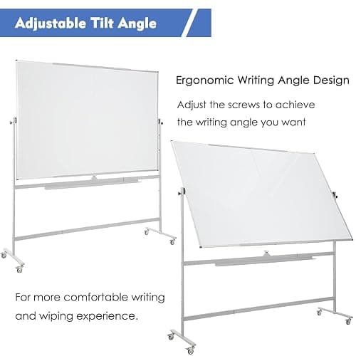 FORTUNO Large Magnetic Mobile Whiteboard 72"x40", Rolling Double Sided Stand Whiteboard on Wheels, Reversible Adjustable Height/Angle Dry Erase Board Easel White Board for Office Classroom thumbnail 7