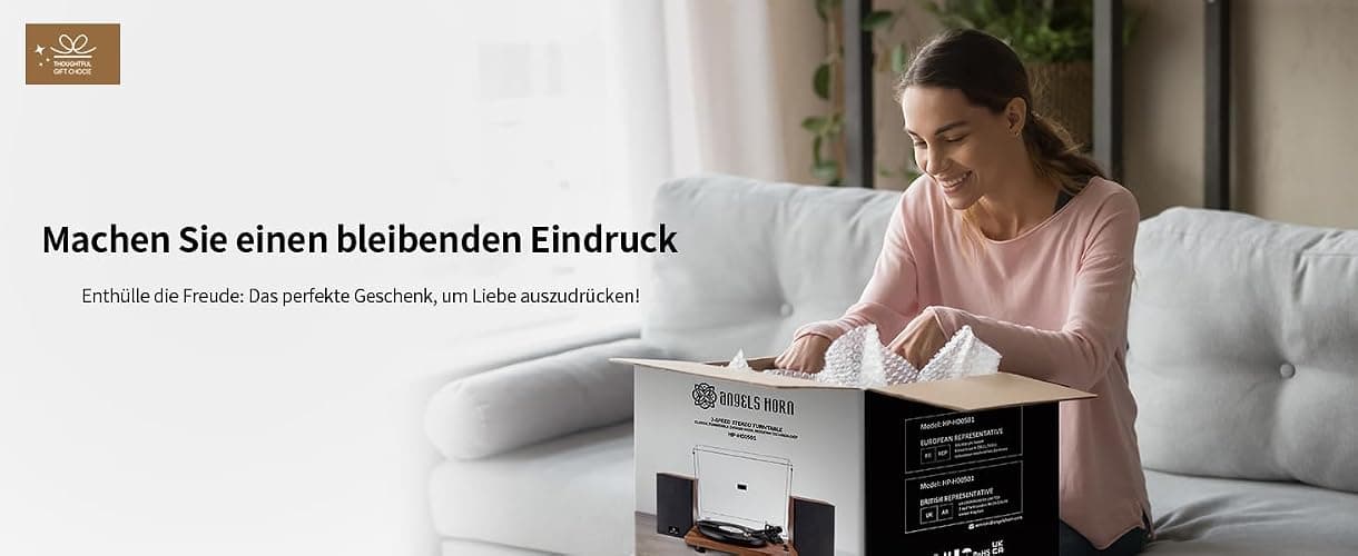 ANGELS HORN Plattenspieler mit Lautsprechern, Bluetooth Schallplattenspieler, integriertem Phono-Vorverstärker 33/45 U/min und AT-3600L-Tonabnehmern Zwei-Gang-Riemenantrieb thumbnail 6