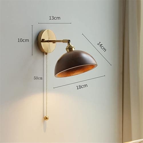 Pull Chain Switch E27 Wood Wall Sconce Adjustable Wall Mounted Lights for Dining Room Living Room Hotel Bedside Reading Wall Lamp (Color : B) thumbnail 2