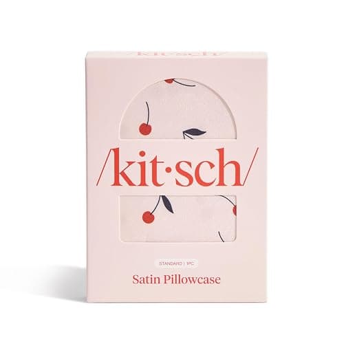 Kitsch Satin Pillowcase, Softer Than Silk Pillow Cases Queen, Cooling Pillow Covers, Satin Pillowcase w/Zipper for Hair, Skin & Quality Sleep, Wrinkle-Free & Smooth, Queen Size 19"x26", Cherry Print thumbnail 8