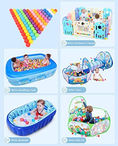 MoonxHome Ball Pit Balls for Toddlers, BPA Free Crush Proof Plastic Toy Balls for Ball Pit, Children's Pool Water Toys, Macaron Ocean Balls for Play Tent 2.15 Inch Pack of 100… thumbnail 6