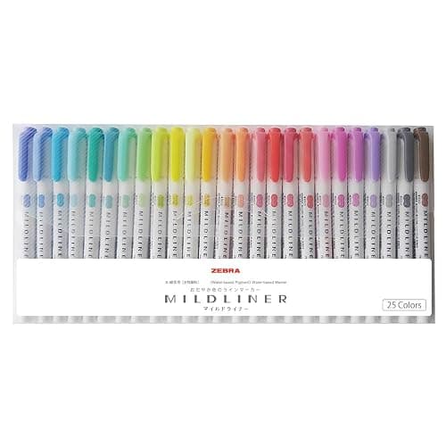 Zebra Mildliner WKT7-25C Highlighter, Set of 25 Colors - Image 1