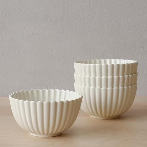 Flower-Shaped Daisy Bowl Set, 5.5-Inch, 17oz Matte Crème - Pack of 4 (Matte Crème) - Image 1
