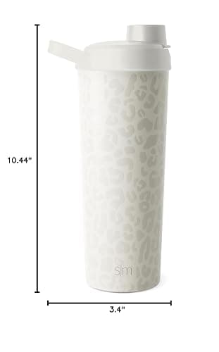 Simple Modern Stainless Steel Shaker Bottle with Ball 24oz | Metal Insulated Cup for Protein Mixes, Shakes and Pre Workout | Rally Collection | Cream Leopard thumbnail 3