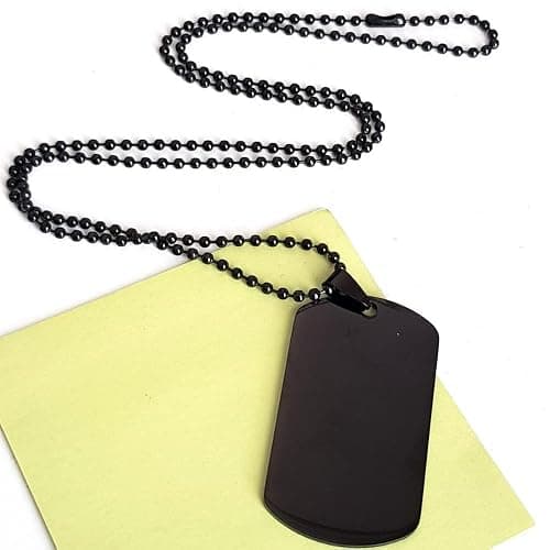 DARIN GIFT Bible Verse Black Dog Tag, Proverbs 18:21 Motivational Inspirational Quotes Gifts Cross Faith Engraved Stainless Steel Chain Necklace For Men Women Kids thumbnail 2