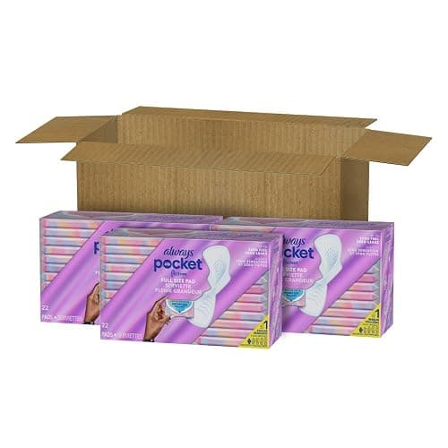 Always Pocket Feminine Pads with FlexFoam, Size 1, Regular, with Wings, Unscented, 66 Count (3 Packs of 22) thumbnail 10