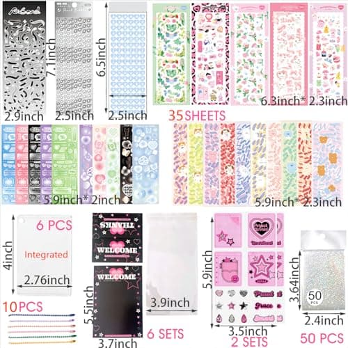 6 Kpop Photocard Holder Keychain Toploaders,6 Wrapped Gift Sets，50 Holographic Card Sleeves for Trading Cards,35Sheets Deco Stickers,2 Pcs Cute Little Pendant (Star II) thumbnail 2