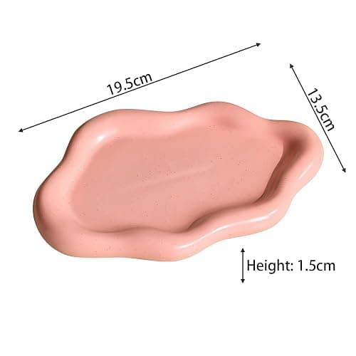 Ceramic Jewellery Dish Trinket Dish Jewelry Tray Cloud Shape Tray Perfume Tray Rings/Earrings/Bracelets/Watch/Keys Tray for Valentine's Day//Mother's Day/Birthday Gift (Pink) thumbnail 3