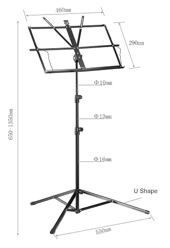 Duramex (TM) 2 in 1 Compact & Portable Sheet Floor Music Stand and Table Top Stand with carrying bag (Portable) Enhanced Tripod Tubes for Books Notes thumbnail 2