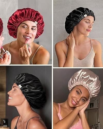 YANIBEST Silk Bonnet Satin Bonnet for Sleeping Women Men, Adjustable Double Layer Hair Bonnet for Curly Braids Reduce Frizz thumbnail 4