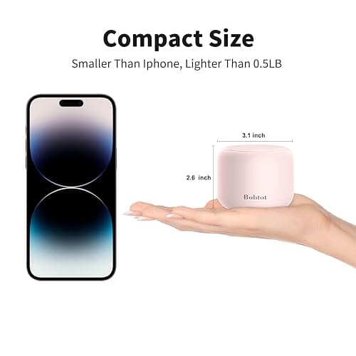 Bobtot Portable Bluetooth Speakers with Strap Easy to Carry, Wireless IPX5 Waterproof Mini Speaker with Loud Stereo Sound, 20 Hours Playtime, Rechargeable Battery, Built-in Microphone, Pink thumbnail 7