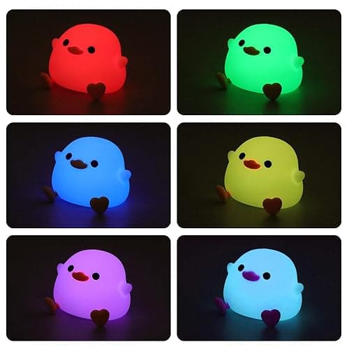 IFTHFOUR DoDo Duck Night Light, LED Cute Silicone Dimmable Nursery Lamp, Touch Sensor Lamp, RGB & Warm White Light for Kids, Bedrooms, Dorm Decor, and Gift Ideas(Battery) thumbnail 6