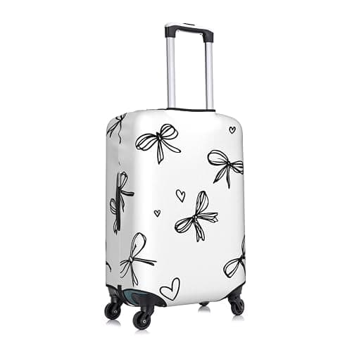 ZSUUGJ Black Bow Elastic Travel Luggage Cover, Washable Spandex Suitcase Protector, Anti-Scratch Fits 18-32 Inch, Black, Medium thumbnail 4
