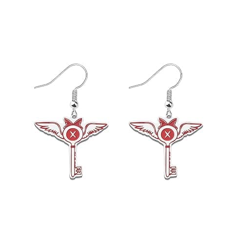 LQRI Anime Character Gifts Demon Cartoon Characters Inspired Heart-Shaped Wings Key Earrings Anime Series Merchandise - Image 1