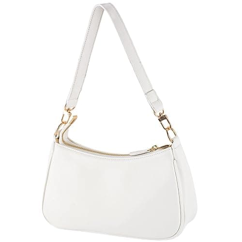 GWAWG PU Leather Shoulder Bag for Women, Clutch Handbags with Chain, Shoulder Purse for Women, Small Shoulder Bag with Zipper（Black，White） thumbnail 5
