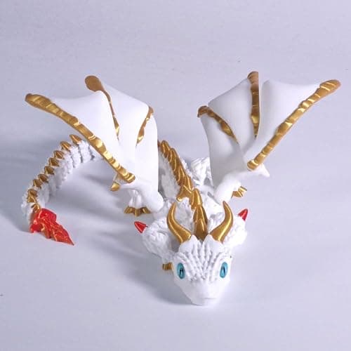 11.8 Inch 3D Printed White Dragon with Wings Collectible Figurine for Home Office Executive Desk Decor thumbnail 4