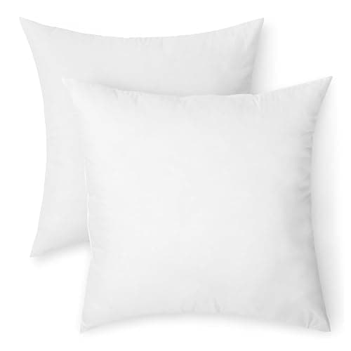 Amazon Basics Square Hypoallergenic Down Alternative Pillow Insert, Machine Washable, Softness and Support, 20 inch, 2-Pack - Image 1
