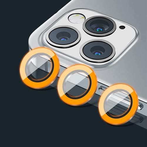 Omorro Compatible for iPhone13 Pro/13 Pro Max Luminous Camera Lens Protector Ultra Thin Film Tempered Glass Camera Screen Protector Shockproof Cover Orange - Image 1