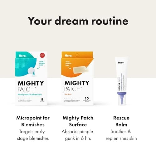 Mighty Patch Surface Large Pimple Patches for Face from Hero Cosmetics, Acne Spot for Body, Cheek, Forehead, and Chin, Pimple Stickers, Hydrocolloid Covers, Vegan-friendly, 10 Count thumbnail 8