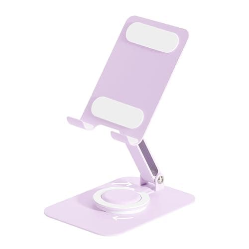 Adjustable Metal Phone Stand for Desk Foldable Phone Holder Lavender Purple | Macaron Colors • Matte Metal Finish • Premium Carbon Steel • 360° Rotating • Adjustable Height & Angle • Anti-Slip Pads - Image 1