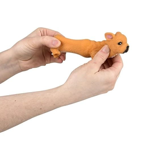 Squishy Stretchy Bulldog (2.5" to 6.5") Rubber Fidget Sensory Toy Filled with Sand. Great Stress Relief Dog Toy for Kids, Adults and Pets. (2 Bulldogs - Tan & Brown Color) thumbnail 6