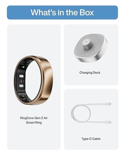 RingConn Gen 2 Air, Ultra-Thin AI Smart Ring, 10-Day Battery Life, Fitness/Sleep/Stress/HR Tracker for Women&Men, No App Fee for Standard Features, iOS & Android Compatible (Size 8, Dune Gold) thumbnail 9