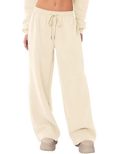 LOMON Women's Sweatpants Wide Leg Fleece Lined Sweat Pants Spring Winter Clothes 2026 Baggy Drawstring Joggers with Pockets - Image 1