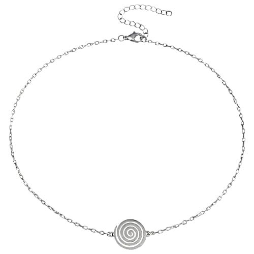 EnCharmed Stainless Steel Spiral of Life Dainty Choker, Handmade Minimal Layering Adjustable Necklace 14-16 Inches - Image 1