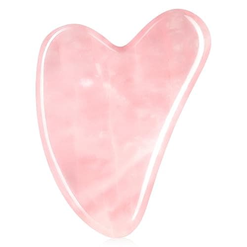 URAQT Jade Gua Sha Massage Board, Face Scraping Massager, Anti Aging Beauty Tool for Face, Eye, Neck (Pink Love Heart) - Image 1