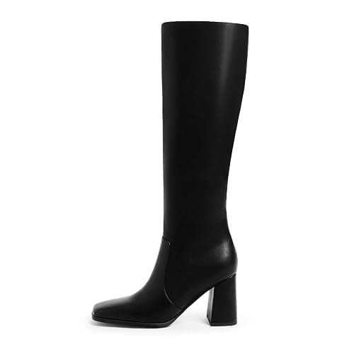 Modatope Knee High Boots Women Chunky Heel Square Toe Heeled Tall Boot for Women Fashion Side Zipper Long Boot thumbnail 5