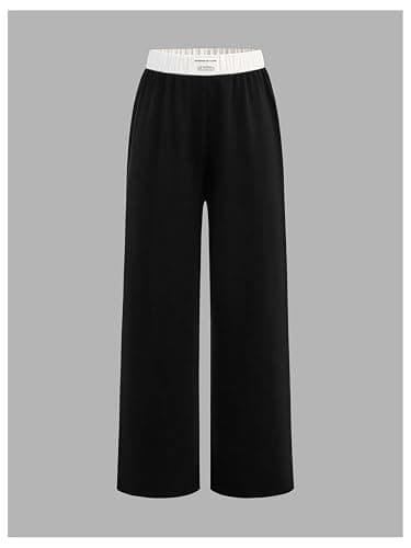 RoseSeek Girl's Baggy Sweatpants Letter Patched Wide Leg Pants Elastic Waist Long Trousers Joggers Trendy thumbnail 5