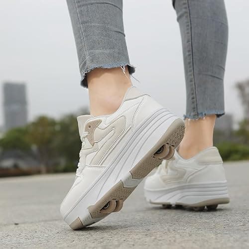 Mateju Kids Roller Skate Shoes for Boys Girls, Skateboarding Skates Outdoor Parkour Shoes Retractable 4 Wheels Unisex Teenager Children Sports Walking Running Sneakers Shoes thumbnail 5