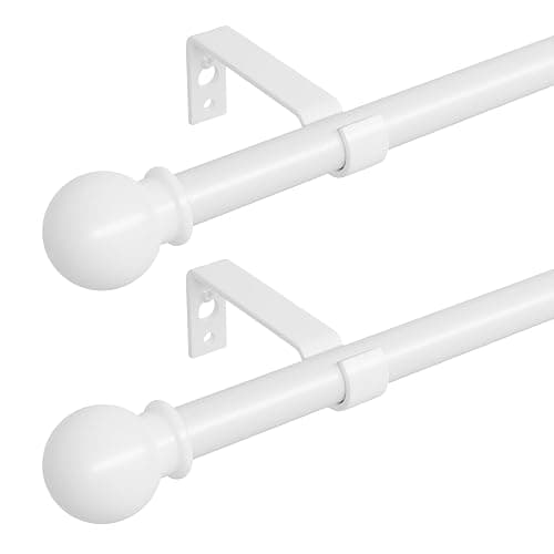 White Curtain Rods 2 Pack, 48 to 88 inch Curtain Rod Set with Brackets, 5/8" Diameter Adjustable Curtain Rod for Bedroom, Living Room, Kitchen - Image 1