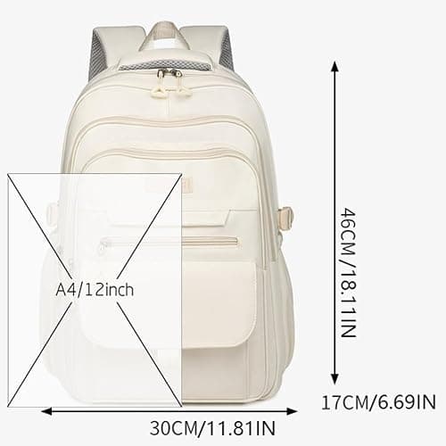 School Cute Aesthetic Backpack Girls Backpack for Students Kids Teen Girls Large Capacity Bookbags College Backpacks Laptop Lightweight Bookbag Casual Travel Daypacks School Bag（White） thumbnail 5