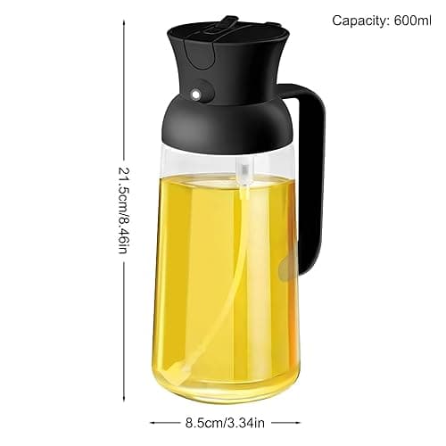 Oil Spray Bottle, 600ML Oil Sprayer for Cooking, 2 in 1 Premium Olive Oil Dispenser Bottle, Glass Oil Dispenser and Oil Sprayer, for Air Fryer, Baking, Grilling thumbnail 4