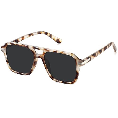 Fozono Retro Aviator Sunglasses for Women Men Trendy Classic Square 70s 80s 90s Vintage Shades Double Bridge Aviators FZN813 - Image 1