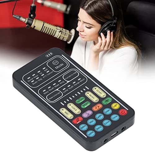 Voice Changer Set,I9 Multifunction Portable Recording Mini Sound Card,8 Different Sounds,High Device Compatibility,for Game Music Recording,Phone Computer Sound Changer(English Version) thumbnail 6
