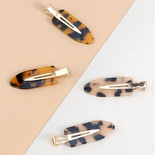 Canitor No Bend Hair Clips - Women's Resin Flat Tortoise Shell Clips for Hairstyling, Makeup, and Salon (4Pcs) thumbnail 5