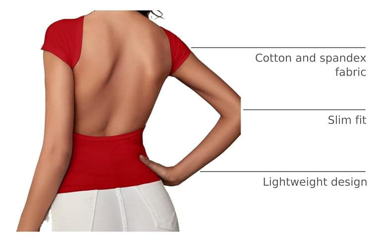 ForeFair Women Sexy Backless Short Sleeve Slim Fit Crewneck Summer Casual Y2K Crop Tee thumbnail 4