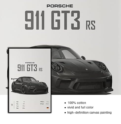 VejiA Car Poster Canvas Wall Art 911 GT Turbo Posters For Men Bedroom Aesthetics Decor (12x18, Unframed 01) thumbnail 3