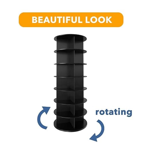 SpaceAid 7 Tier Rotating Shoe Rack Tower, Spinning Shoe Display Lazy Susan, Revolving 360 Shoe Rack Storage Round Carousel, Vertical Handbag Rotate Shoes Closet Organization (7-Tier Black) thumbnail 7