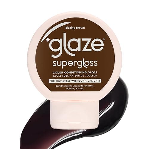 Glaze Supergloss Color Conditioning Gloss With Dispensing Pump – Hydrating Semi-Permanent Color Hair Gloss & Shine Boost – For Natural Medium to Dark Brown Hair – 6.4 Fl Oz - Blazing Brown - Image 1