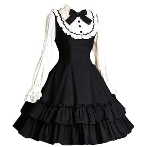 Klassisches Gothic-Lolita-Kleid für Damen, langärmelig, mehrlagig, Halloween, Cosplay-Kleid - Image 1