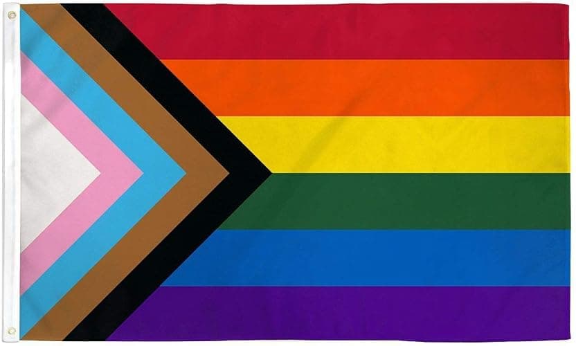 Progress Pride Rainbow Flag 3x5 FT Super Polyester 5x3 Gay Lesbian Transgender Bisexual LGBTQ Fade Resistant Premium Quality Waterproof - Image 1