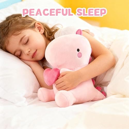 Fouvin Peluche Dinosaure Doudou avec Cœur - 30CM Mignon Dino en Tissu Coussin, Peluche Dinosaure Kawaii, Cadeau Dinosaure en Peluche pour Fille, Enfant, Amie, Saint-Valentin (Rose) thumbnail 6