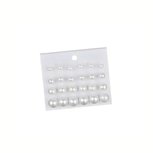 Pearl Stud Earrings, 12 Pairs Hypoallergenic Pearl Earrings Stud for Women | Hypoallergenic Composite White Round Ball Earrings Set Birthday Bridal Wedding Christmas Jewelry Daily Wear - Image 1