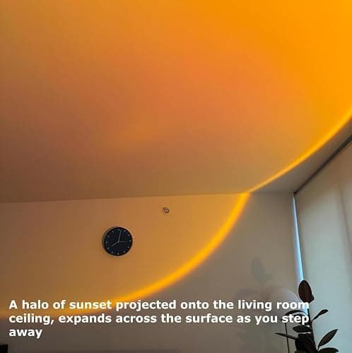 Jensense Sunset Projector Lamp Orange Sunset Glow Night Light for Bedroom Wall Ceiling Decor Romantic Ambiance Home Decoration Mood Lighting Relaxation Yoga thumbnail 3