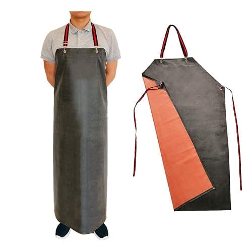 TonLing Thick Rubber Apron, 47.2 x 33.5 Inch Waterproof, Long Chemical Resistant, Adjustable for Dishwashing, Cleaning Fish, Gardening, Lab Work, Butcher and Dog Grooming, Grey thumbnail 2